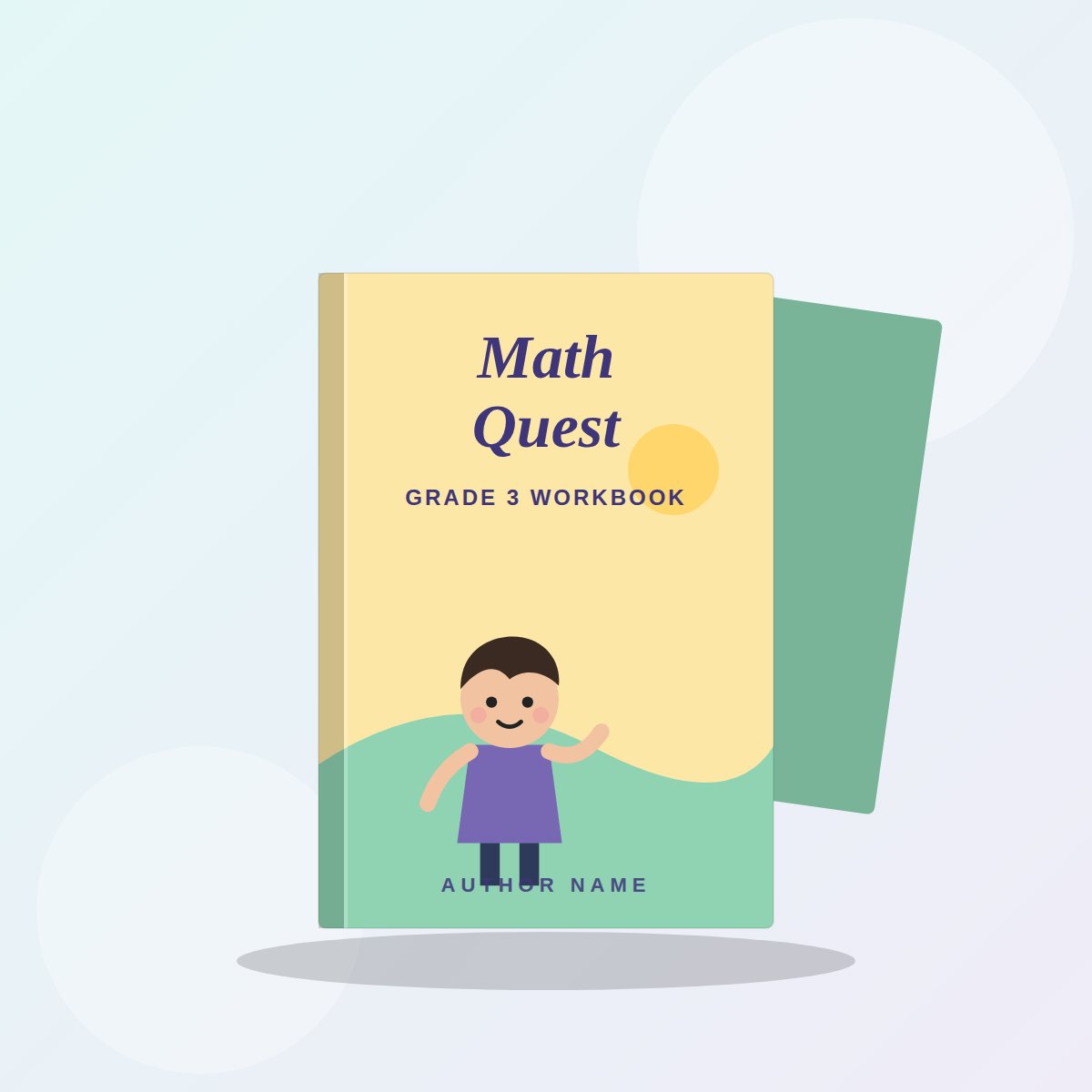 Playful children's workbook cover with a young character