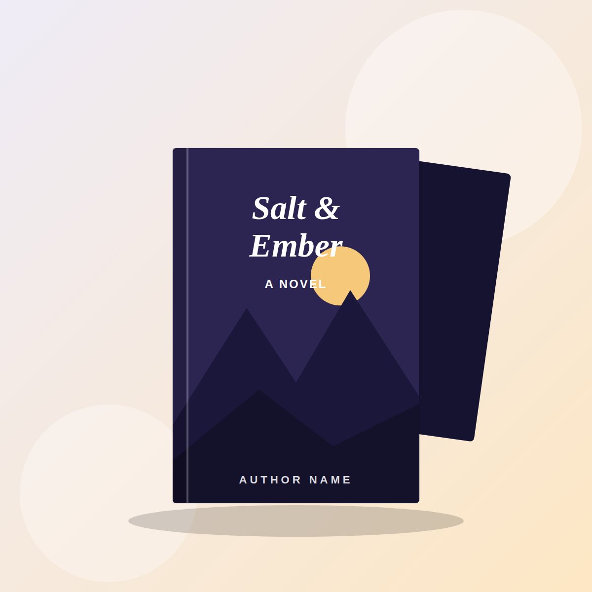 Purple mountain book cover with a golden sun